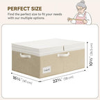 GRANNY SAYS Extra Large Storage Bins with Lids, Closet Bins, White&Khaki - Image 2