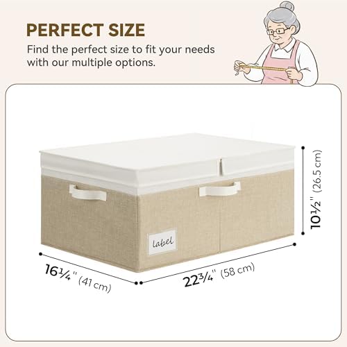 GRANNY SAYS Extra Large Storage Bins with Lids, Closet Bins, White&Khaki - Image 2
