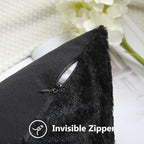 decorUhome Faux Fur Plush Soft Black Throw Pillow Covers 24x24 Set of 2 - Image 3