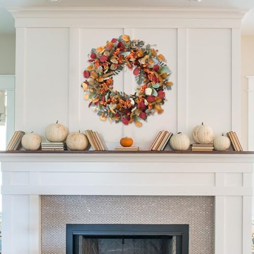 24 Inch Fall Wreath with Berries Eucalyptus for Front Door - Image 3