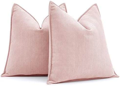 MIULEE Pack of 2 Pink Decorative Chenille Pillow Covers 20x20 Inch by MIULEE