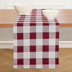 Solino Home 100% Linen Table Runner, 14 x 108 in, Burgundy and White Check by SolinoHome