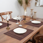 Bamboo Placemats Set of 6 with Fabric Border, Table Mats, Walnut - Image 7
