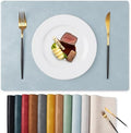 MOSAYT Vinyl Faux Leather Placemats, Set of 6, Light Grayish Blue by MOSAYT