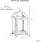Hosley Set of 2 Clear Glass and Iron White Color Farmhouse Classic Style Lantern 12 Inch High Ideal Gift for Weddings Bridals Special Occasions Parties Aromatherapy and Spa Settings O4 - Image 4