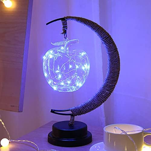 LED Decorative lamp Table lamp 3D Magic Moonlight Wrought Iron Night Light Christmas Home Decoration Birthday Gift USB Power Supply 5.5 * 5.1 * 11 inches （A Blue） - Image 3