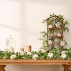Dolicer 4Pcs 26Ft Artificial Eucalyptus Garlands with Flowers, Faux Floral Greenery Garlands Fake Flowers Vines for Wedding Table Centerpieces Arch Party Ceremony Backdrop Decor (White) - Image 2
