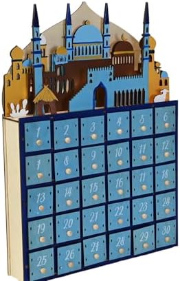 Ramadan Advent Countdown Calendar Wood - Ramadan Decorations for Home Eid Mubarak Table Decor, 30 Days Countdown Calendar Lights Drawers Ramadan Islam Kareem Table Centerpieces Décor DIY - Image 2