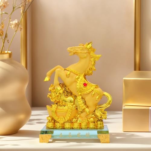 Feng Shui Chinese Zodiac Year Golden Resin Collectible Figurines Decoration for Luck & Wealth Perfect for Your Home or Office (HOS-FC) - Image 6