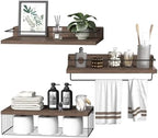 PopiShelves 22.5 inches Bathroom Shelves Over Toilet for Wall, Floating Shelves with Storage Basket Paper Holer for Kitchen Living Room, Bedroom & Classroom, Set of 3 (Dark Brown) by Unknown