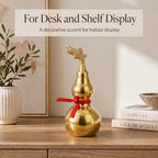 I-MART 6 Inch Brass Wu Lou Hu Lu Calabash Gourd Chinese Feng Shui Decor, Engraved Bagua Base with Yin Yang, Oriental Good Luck Tabletop Decoration for Home Office Desk - Image 3