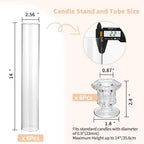 CHILL RECIPE Hurricane Glass Candle Holders-Set of 6 Tall Taper Candle Holder with 14” Tall Clear Cylinder Covers for Wedding Table Centerpiece Home Decor (Diamond Base+Clear Chimney) - Image 2