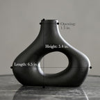 Carrot's Den Black Ceramic Modern Vase Set of 2, Donut Shelf Decor, Black - Image 6