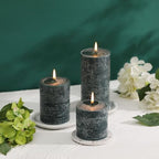 3x6 Inch Dark Green Pillar Candles Set of 3 - Hand-Poured Unscented Candles, Long Clean Burning, Dusty Sage Candle, Smokeless Dripless Candle for Dinner Table, Wedding, Home, Rustic Decor - Image 4