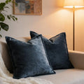 Luxurious Velvet Throw Pillow Covers 20x20 Set of 2 Decorative Pillow Covers Solid Square Cushion Case for Sofa Couch Bedroom Farmhouse, Blue Gray by COCOPLOCEUS
