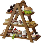 3 Tier Serving Tray, Wooden Cupcake Stand, and Towers Serving Tray for Party Food, Farmhouse Serving Platter, Decorative Tray, Decor Dessert Display Set, Tiered Tray Stand by VRICCC