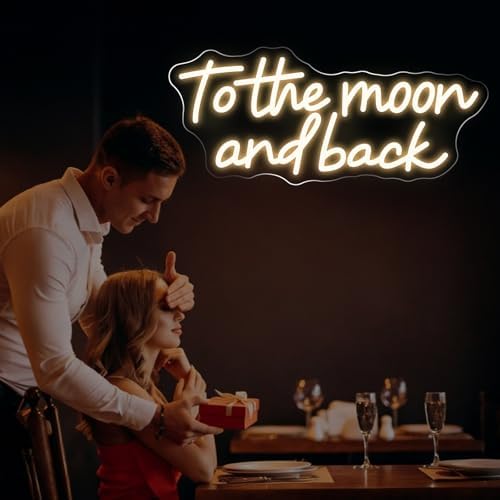 To the Moon and Back Neon Sign, Warm White LED Light for Bedroom Dimmable - Image 2