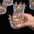Vixdonos Crown Glass Tealight Candle Holder Set of 12 Clear Votive Candle Holders for Wedding, Party and Home Decor by Vixdonos