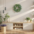 26 Inch Eucalyptus Wreath Spring Summer Wreaths for Front Door, Artificial Large All Seasons Wreaths with for Farmhouse Porch Wall Living Room Home Wedding Decor - Image 5