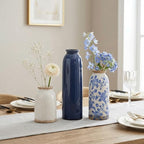 Vintage Ceramic Vase Set of 3, Blue and White Small Flower Vase Chinoiserie Rustic Modern Farmhouse Centerpiece Decorative Vases for Table Entryway Bookshelf Living Room Kitchen Home Decor - Image 5