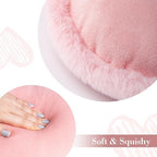 AELS Heart Shaped Pillow, Set of 2, Heart Decorative Throw Pillows, Soft Velvet Love Pillows with Faux Fur Fringe, Cute Pillow 20 & 16 Inches, Valentines Day Decorations, Wedding Decor, Pink - Image 3
