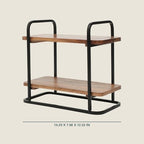 Gibson Home Gracious Dining 2-Tier Wooden Serving Tray with Metal Frame – Acacia Wood Rectangle Charcuterie Board, Cheese Platter, Dessert Display Stand for Buffet, Kitchen, Dining, or Events - Image 2