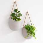 Kazai. Wall Planters -Ellie- | Hanging Ceramic Plant Pots 2 Pieces | Wall Decoration for Indoors, Balcony and Garden | Light Gray (Matte) by KAZAI