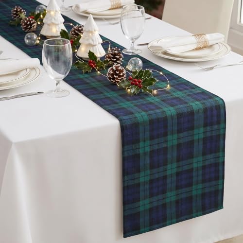 HunnmingRe 1 Pcs Black Christmas Tartan Plaid Table Runner 13 x 72 by HunnmingRe