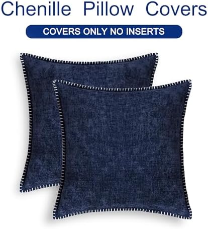 CaliTime Decorative Couch Throw Pillow Covers 24 X 24 Inches Navy Blue - Image 6