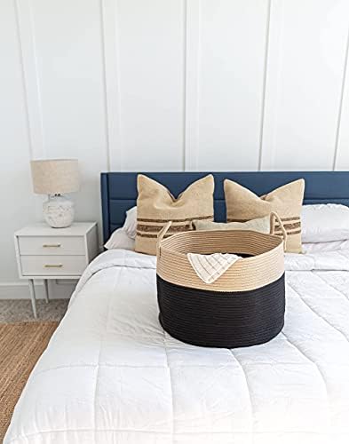 OrganiHaus Round Toy Basket & Blanket Basket, Cotton Rope 20x13" - Image 5