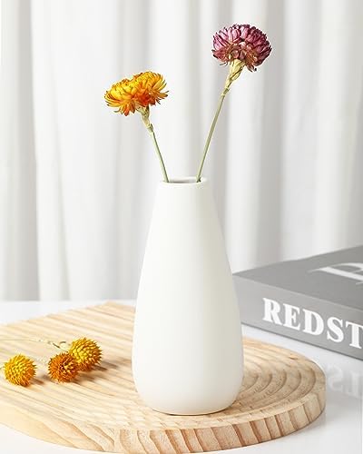 YANLING 6 Pcs White Ceramic Vases for Home Decor, 6 in Modern Ceramic Vase - Image 6