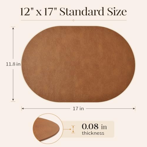 Homaxy Oval Heat Resistant Placemats Set of 6, Reddish Brown - Image 5
