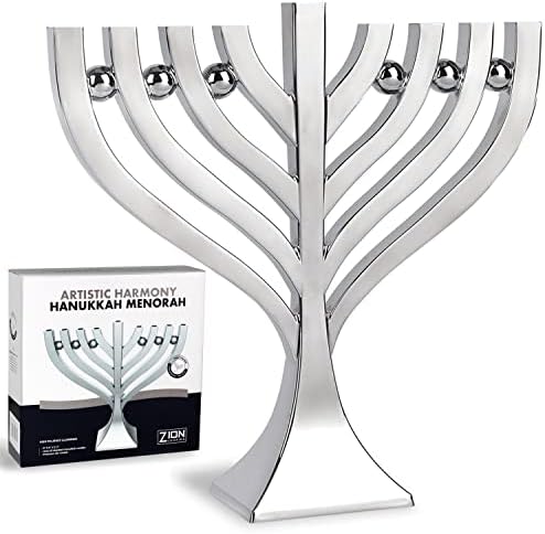 Elegant Harmony Candle Menorah for Hanukkah Precision Die Cast Hanukkiah Body with a High Polish Finish Use with Standard Chanukah Candles - Chanukkah Decorations By Zion Judaica by ZionJudaicaLtd