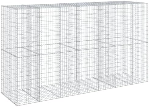 vidaXL Gabion Basket with Cover - Durable Outdoor Rectangular Gabion Cage 137.8"x39.4"x78.7" - Galvanized Iron, Tool-Free Assembly, Uses for Garden, Privacy Screens, Retaining Walls - Image 7