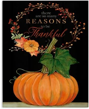 Stupell Industries Thankful Pumpkin Holiday, 16 x 20 Inch Canvas Wall Art by StupellIndustries