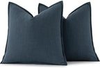 MIULEE Decorative Linen Euro Sham Pillow Covers 26x26 Deep Blue - Image 6