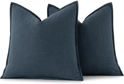 MIULEE Decorative Linen Euro Sham Pillow Covers 26x26 Deep Blue - Image 6
