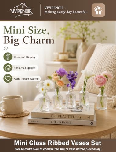Glass Bud Vases Set of 24 Small Flower Vase in Bulk Mini Ribbed Clear VaseS - Image 3