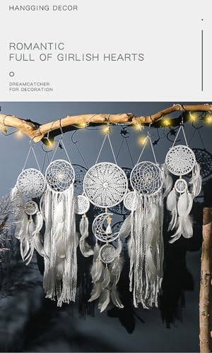 5 Pack Moon Phase Dreamcatcher Set Boho Wall Decor, Boho Macrame Wall Hanging Dream Catchers, for Home, Bedroom, Living Room, Witchy Gifts (Camel) - Image 6