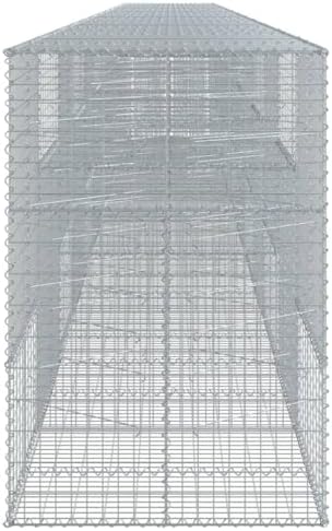 vidaXL Galvanized Gabion Basket w/Cover - Silver Iron 472.4"x39.4"x59.1" - Outdoor Landscaping & Retaining Walls - Versatile Tool-Free Assembly - Image 6