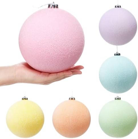 Gejoy 6 Pcs Frosted Pastel Christmas Decor 5.9'' Oversized Xmas Tree Balls by Unknown