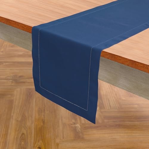 Solino Home Cotton Linen Table Runner Lapis Blue Woven, 14 x 60 in - Image 2