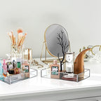 Jetec 3 Pcs Silver Mirror Vanity Tray, Glass Perfume Tray for Dresser - Image 3