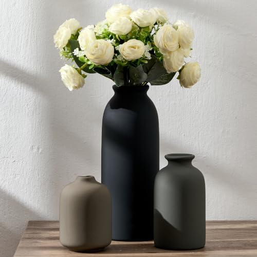 Ceramic Vase Set of 3, Decorative Nordic Minimalist Vases Home Decor for Living Room Kitchen Bedroom Entryway Mantel Table, Modern Decor for Bouquet Pampas Grass Dried Fresh Flowers- Multicolor by StylishHomeDecorforYou