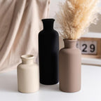Ceramic Vase Set of 3, Modern Neutral Minimalist Home Decor, Boho Rustic Farmhouse Decorative Vases for Pampas Grass Dried Flowers | Table Centerpiece Entryway Mantel Shelf(Black Mix Set - White#2) - Image 4