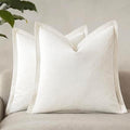 Decorative Chenille Luxury Throw Pillow Covers with Wide Edge, Textured Solid Pillowcases, Soft Velvet Cushion Cover Home Décor for Couch Sofa Chair Bed,20×20 Inch, Set of 2, Cream White by Unknown