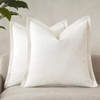 Decorative Chenille Luxury Throw Pillow Covers with Wide Edge, Textured Solid Pillowcases, Soft Velvet Cushion Cover Home Décor for Couch Sofa Chair Bed,20×20 Inch, Set of 2, Cream White by Unknown