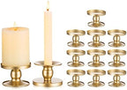 Romadedi 2-in-1 Gold Metal Pillar and Taper Candle Holders, Set of 12 by ROMADEDI