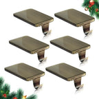 HMASYO Christmas Stocking Holders for Mantle, Set of 6 Bronze Heavy Duty Cast Iron Stocking Hangers Base, Low Profile Weighted Stocking Holder Hooks for Fireplace Tabletop Shelf Christmas Decorations by HMASYO