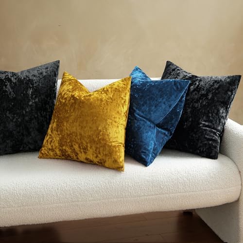 MIULEE Velvet Euro Sham Throw Pillow Covers Golden 26x26 inch Set of 2 - Image 4